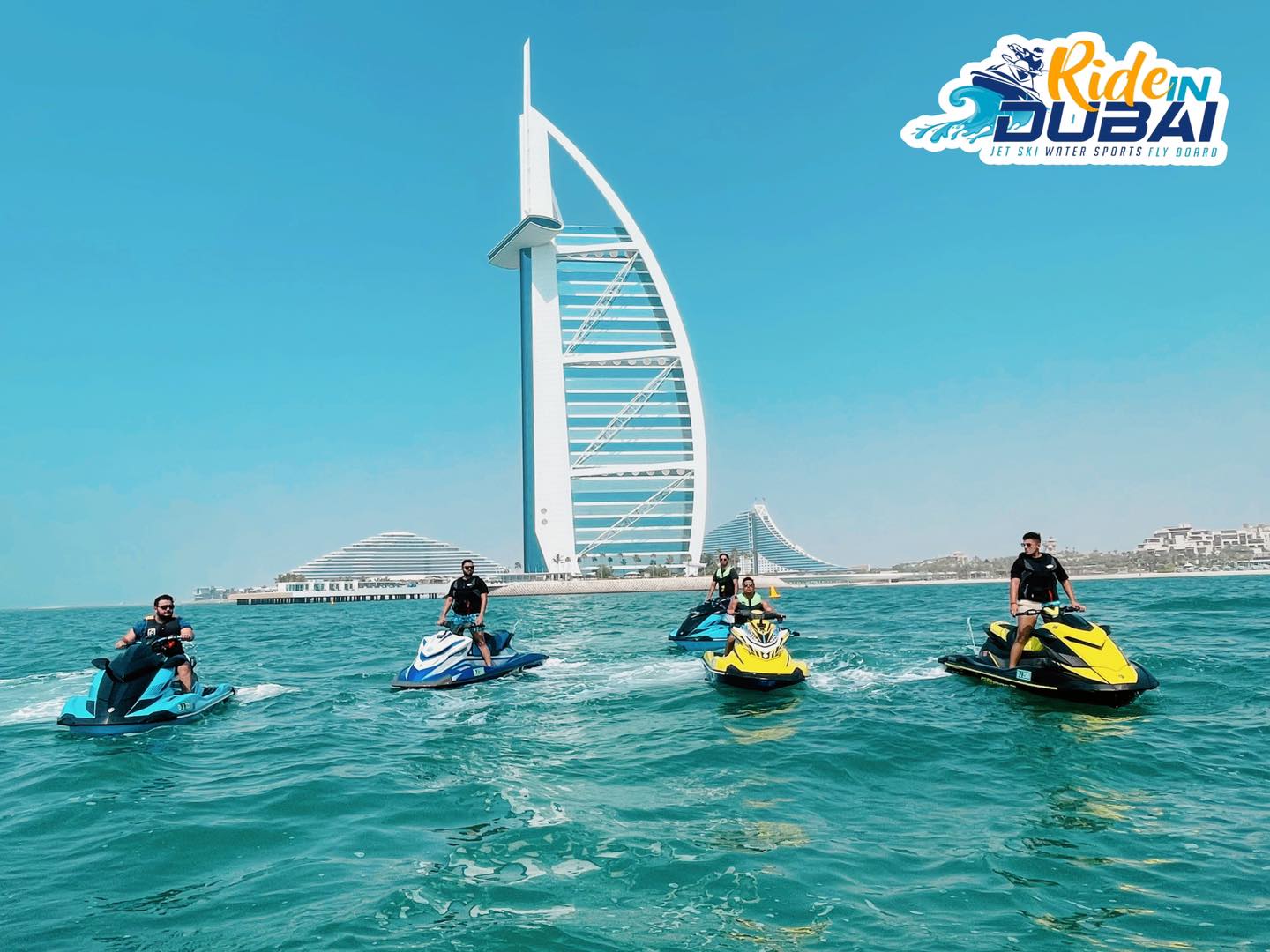 Group jet ski tour near Burj Al Arab with Ride in Dubai on clear day