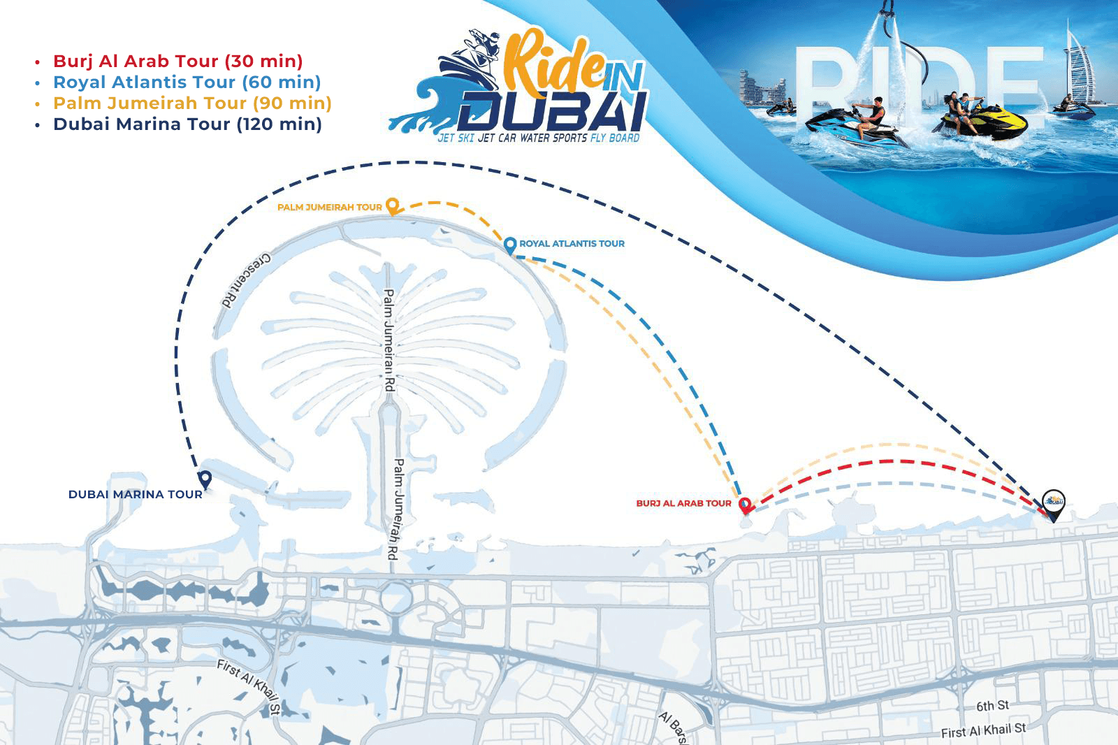atlantis jet ski tour route and maps